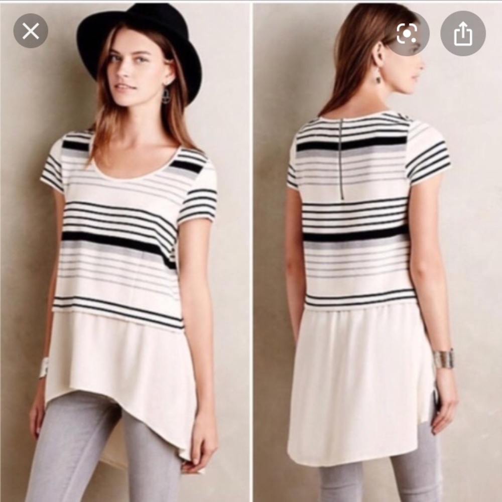 Anthropologie DELETTA small chambray top EUC